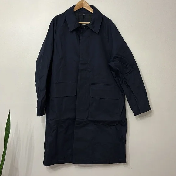 Mens JCrew Navy Blue Trench Coat Rivington car coat rain jacket size 38S - Picture 10 of 13